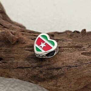 Pandora Suriname Flag Exclusive Heart Charm S925 ALE Bead Charm